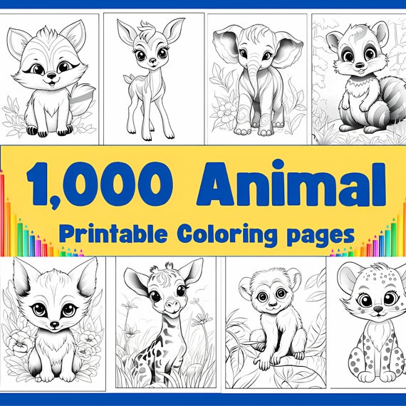 1000 Animal Coloring Pages for Kids Printable | Easy Coloring Book for Preschool & Toddlers | Fun Educational Activities | PLR Bundle | PDF