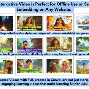 Pu&ograve; includere: Un'illustrazione digitale colorata di una collezione di video animati per bambini. Ogni video presenta un personaggio dei cartoni animati che pone una domanda sulla scienza. Il testo sulle immagini include: "Perch&eacute; il fuoco &egrave; caldo?", "Perch&eacute; i nostri occhi si stancano quando leggiamo?", "Perch&eacute; gli uccelli migrano in inverno?", "Perch&eacute; i granchi camminano di lato?", "Perch&eacute; le lenti d'ingrandimento fanno sembrare le cose pi&ugrave; grandi?", "Perch&eacute; una palla rimbalza quando colpisce il muro?", "Perch&eacute; l'acqua si trasforma in vapore?", "Perch&eacute; gli alberi hanno radici lunghe per trovare l'acqua?", "Perch&eacute; gli elefanti hanno la proboscide lunga?", "Perch&eacute; la pioggia fa odorare la terra di fresco?", "Perch&eacute; gli orsi amano il miele?" e "Perch&eacute; le quaglie corrono veloci ma non volano molto?"