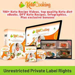 PLR 700 Keto Rezeptvideos, 150+ DFy Rezepte, 12 Diät eBooks, 50 Infografiken, 5 Bonus Guides Uneingeschränkte PLR - MRR für massive Gewinne