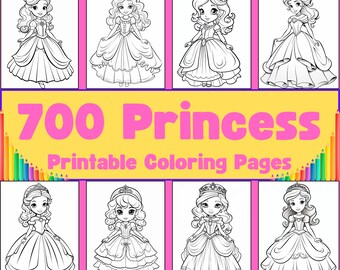 Princess Coloring Pages for Kids | Kids Coloring Book | Easy Coloring Activity | Fun & Educational Printable Coloring | Digital Download