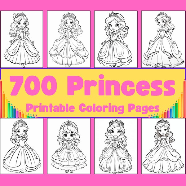 Princess Coloring Pages for Kids | Kids Coloring Book | Easy Coloring Activity | Fun & Educational Printable Coloring | Digital Download