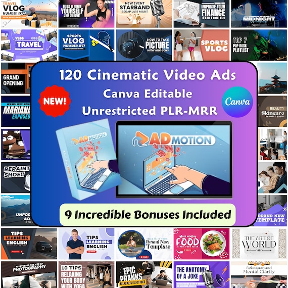 Cinematic Video Ads Canva Templates – PLR MRR Bundle