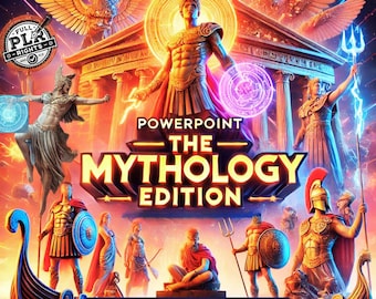 Mythologie Power Point Spiele Bündel | 36 Interaktive Quizze, Ausmalbilder (PLR/MRR)