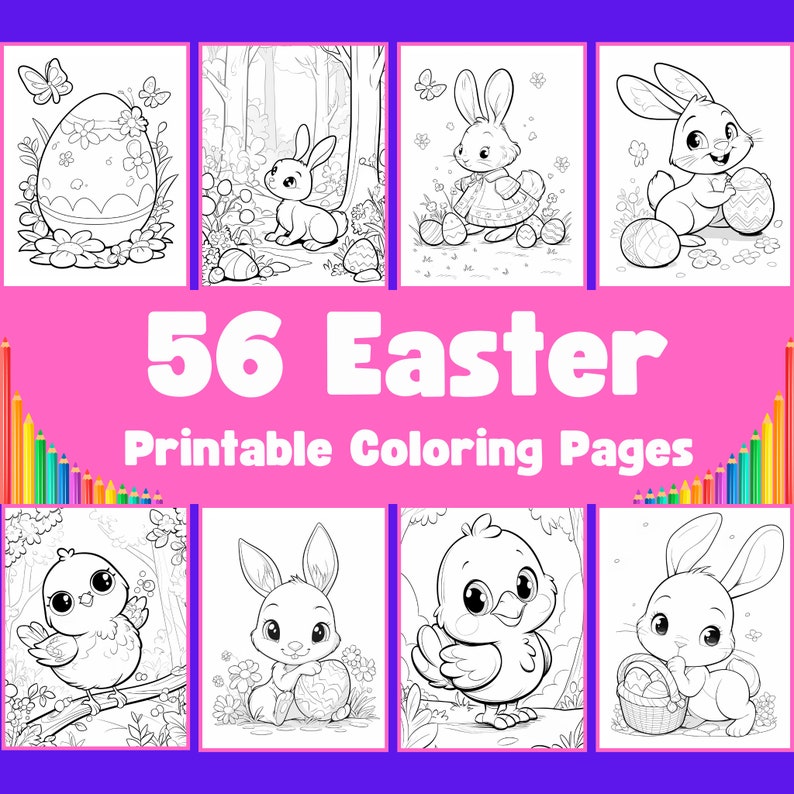 Easter Coloring Pages for Kids | Kids Coloring Book | Easy Coloring Activity | Fun & Educational Printable Coloring | Digital Download
