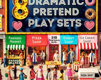 18 imprimibles para juegos de simulación / conjuntos para juegos de rol dramáticos (paquete de PDF)