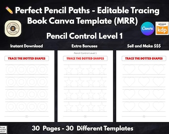 Pencil Control Tracing Templates: Early Learning Shapes (30 Editable Canva Pages)