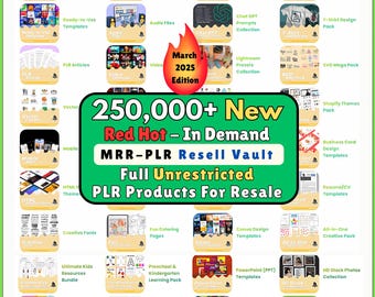 250,000+ PLR MRR Digital Products Bundle, Resell Rights (Instant Download)