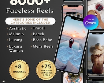 PLR 8000+ Faceless Reels Bundle - Aesthetic Instagram Video Templates For Digital Marketing | MRR | Canva Editable Reels To Resell & Profit