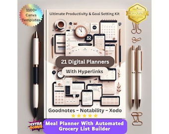 Digital Planner Templates Bundle Goodnotes Notability XODO | Ultimate Productivity & Goal Setting Kit | 21  Planners - 1100+ Pages