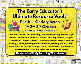 Pre-K to 3rd Grade Learning Printables, Homeschool Activities (PDF)