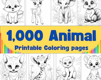 1000 dieren kleurplaten | Afdrukbaar activiteitenboek voor kinderen (PLR)