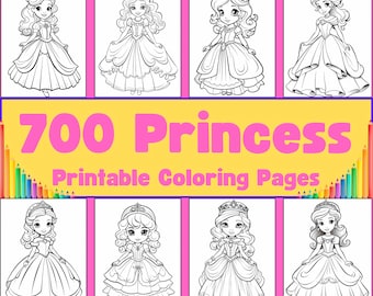 700 Princess Coloring Pages: Fun Kids Activity (Digital Download)