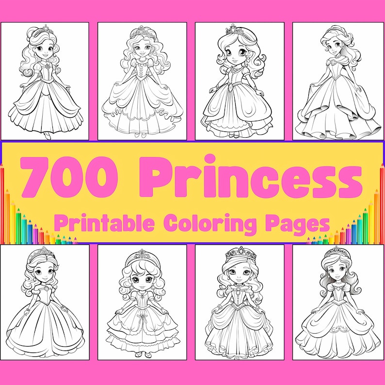 700 Princess Coloring Pages | Easy Kids Coloring Pages | Coloring Activity | Fun & Educational Printable Coloring Books | Digital Download