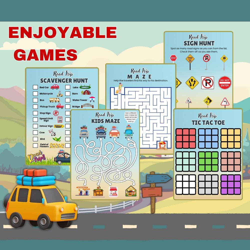 Kids Road Trip Activity Book | Printable Travel Games (digital Download ...