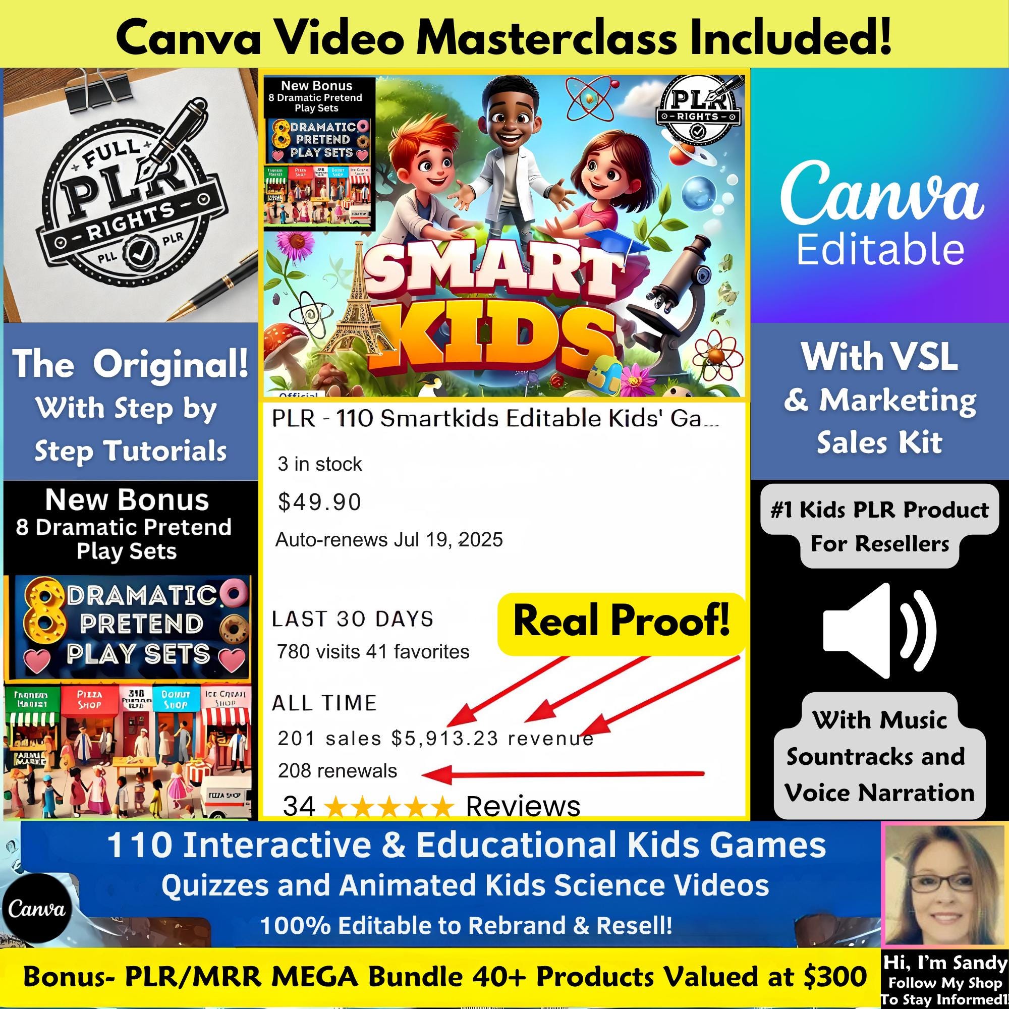 PLR 110 SmartKids Editable Games, Quizzes & Science Videos for Kids | Educational Canva Templates | PLR Digital Products for Kids Learning