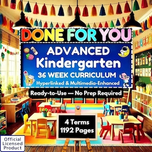 Kindergarten 36-Week Curriculum Editable, Hyperlinked & Multimedia-Enhanced for Modern Educators - Interactive Digital Format
