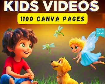 Video didattici per bambini / Contenuti educativi animati, modificabili con Canva (PLR)