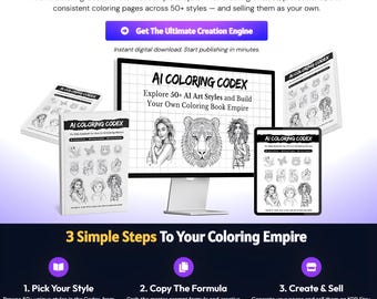 AI Coloring Codex PLR Stylebook | 50+ Styles (Digital Download)