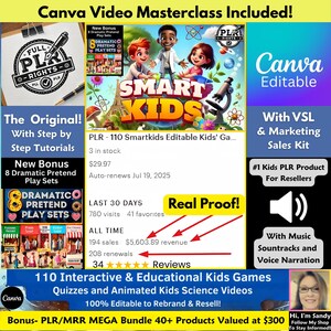 PLR 110 Smartkids Editable Games, Quizzes & Science Videos for ...