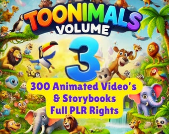 300 vídeos y cuentos animados infantiles (PLR / Editables en Canva)