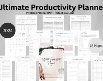 Planificador de productividad definitivo / Diario, semanal, mensual / Fitness y cuidado personal / Limpieza y lectura / Planificadores financieros