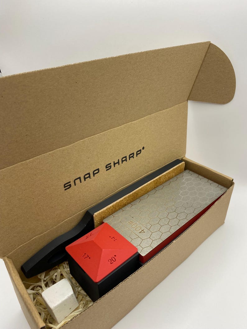 Sharpening Set Double Diamond Stone 400/1000 + Leather Strop + Magnetic ...