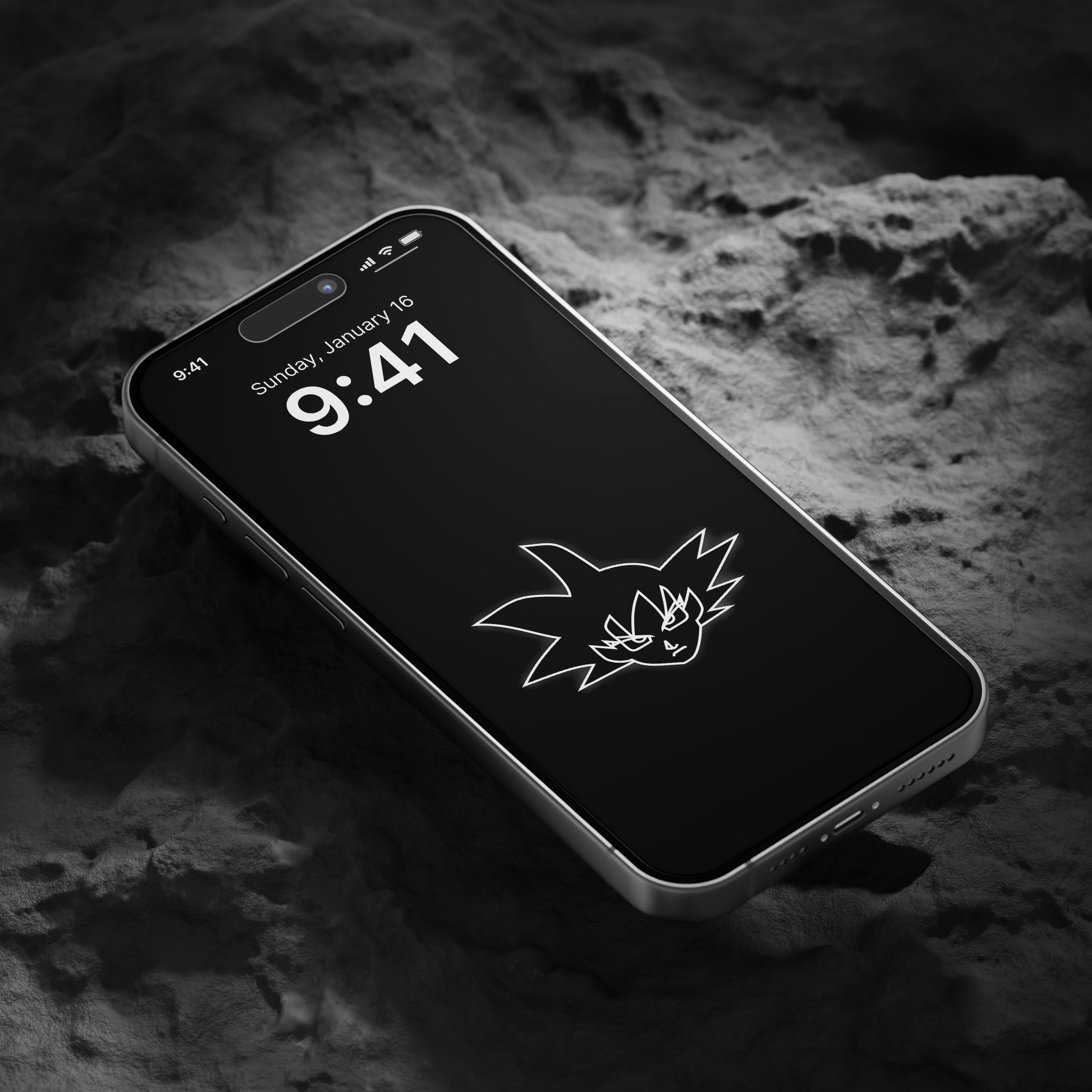 White Goku Head Element With Black Background Phone Wallpaper Digital Art Etsy Canada