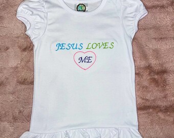 Jesus Loves Me Ruffled White Shirt