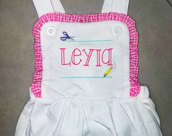 Back to School Themed Bubbles for the Girls - Adjustable straps and customized names
