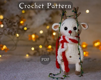 Crochet pattern Reindeer Rudolph Christmas amigurumi easy Deer fantasy animal