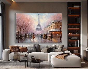 Paris Oil Painting Canvas Art, Paris Print, Paris Wall Art, Paris Canvas Wall Art, Paris Painting, Eiffel Tower Wall Art, Eiffel Tower Print