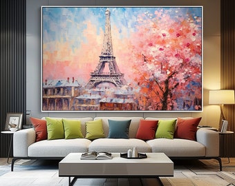 Paris Oil Painting Canvas Art, Paris Print, Paris Wall Art, Paris Canvas Wall Art, Paris Painting, Eiffel Tower Wall Art, Eiffel Tower Print