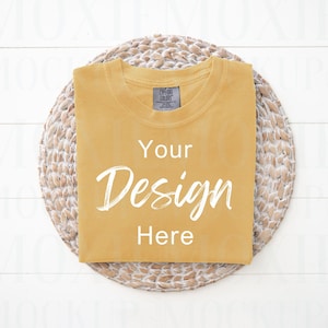 Comfort Colors 1717 Mustard Mockup, Mustard Comfort Colors Mockup,Trendy Layflat,Folded Flat Lay Mockup,C1717 Mockup,Comfort Colors Mockup