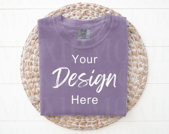 Comfort Colors 1717 Orchid Mockup, Orchid Comfort Colors Mockup,Trendy Layflat,Folded Flat Lay Mockup,C1717 Mockup,Comfort Colors Mockup