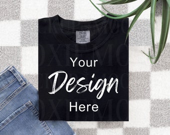 Comfort Colors 1717 Black, Black Comfort Colors Mockup,Trendy Layflat,Folded Flat Lay Mockup,C1717 Mockup,Comfort Colors Mockup,Shirt Mockup
