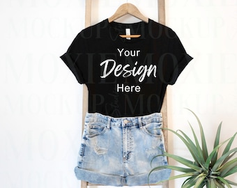 Bella Canvas 3001 Zwart, Bella Canvas Mockup, 3001 Mockup, Shirt Mockup, Boho Mockup, Trendy Lay Flat, Bella Canvas, Bella Canvas Zwart Mockup