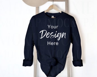 Marine Gildan 18000 Crewneck, Gildan Crewneck Mockup, Trendy Layflat, Gevouwen Flat Lay Mockup, Gildan Mockup, Crewneck Mockup, Gildan 18000 Mockup