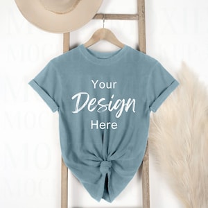Comfort Colors 1717 Ice Blue Mockup, Ice Blue Comfort Colors Mockup,Trendy Layflat,Hanging Mockup,C1717 Mockup,Comfort Colors Mockup