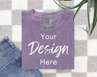 Comfort Colors 1717 Orchid Mockup, Orchid Comfort Colors Mockup,Trendy Layflat,Folded Flat Lay Mockup,C1717 Mockup,Comfort Colors Mockup