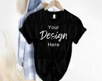 Bella Canvas 3001 Zwart, Bella Canvas Mockup, 3001 Mockup, Shirt Mockup, Boho Mockup, Trendy Lay Flat, Bella Canvas, Bella Canvas Zwart Mockup