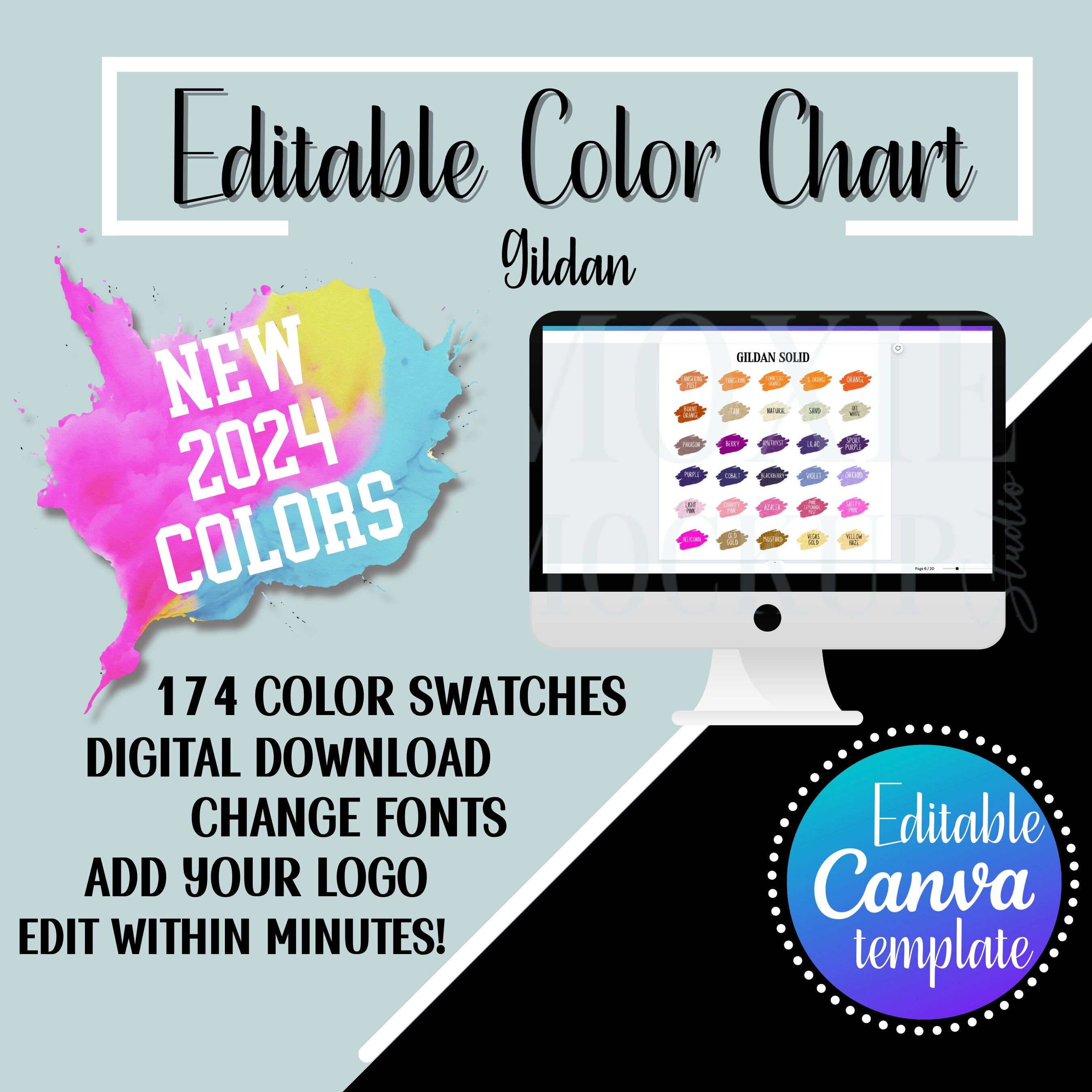2024 EDITABLE Gildan Color Chart, Gildan Colors, Gildan Color Guide