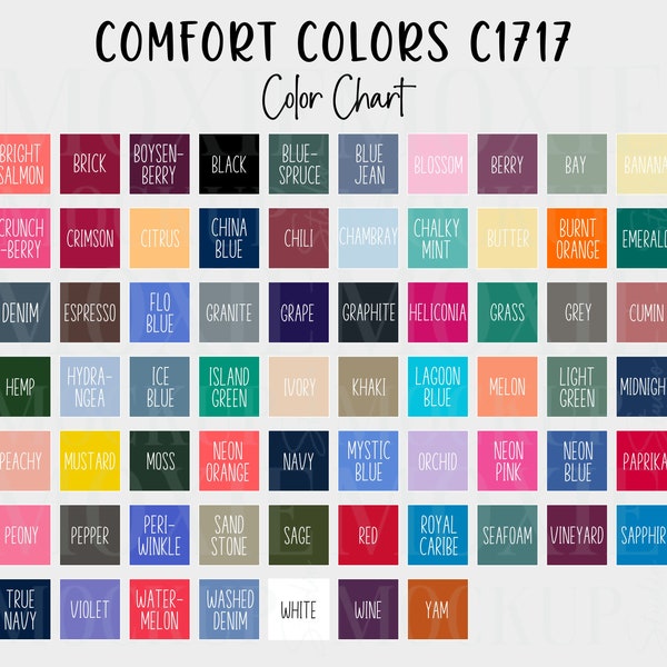 CURRENT Comfort Colors 1717 Color Chart, Tshirt Color Guide,Instant Digital Download, Non-Editable, Comfort Colors Mockup,Color Chart Mockup