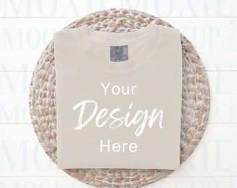 Comfort Colors 1717 Ivory, Ivory Comfort Colors Mockup,Trendy Layflat,Folded Flat Lay Mockup,C1717 Mockup,Comfort Colors Mockup,Shirt Mockup