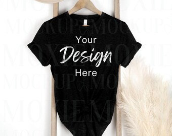 Bella Canvas 3001 Zwart, Bella Canvas Mockup, 3001 Mockup, Shirt Mockup, Boho Mockup, Trendy Lay Flat, Bella Canvas, Bella Canvas Zwart Mockup