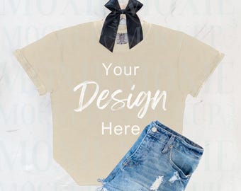 Comfort Colors 1717 Ivory,Ivory Comfort Color Mockup,Trendy Layflat, Flat Lay Mockup,C1717 Mockup,Comfort Colors Mockup,Shirt Mockup