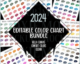 Color Chart Bundle, Current Color Guides, Bella Canvas, Gildan & Comfort Colors Color Charts,Non-Editable Color Chart, T-shirt Color Chart