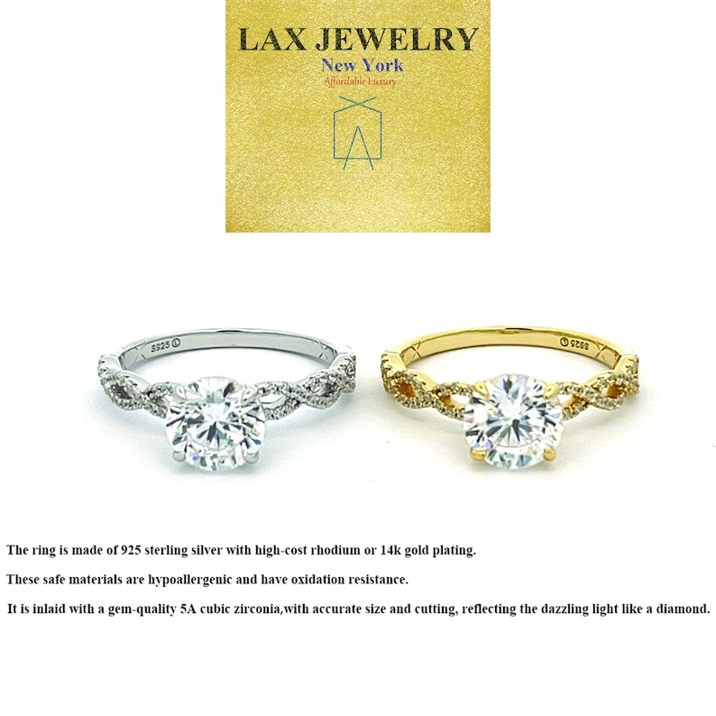 May include: Two silver and gold rings with a clear cubic zirconia stone. The rings have a twisted band design. The text "925" is visible on the rings.