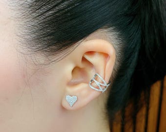 Sterling Silver Initial Letter Double M or W Earring for Women(Single Earring)