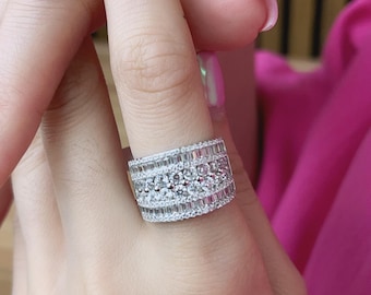 Sterling Silver with Splendid Simulated Diamond Cubic Zirconia Rings for Women