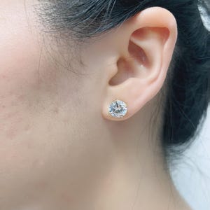 Sterling Silver with Stunning Simulated Diamond Cubic Zirconia Earrings for Women (9 Various CZ Size and 3 Various Colors)